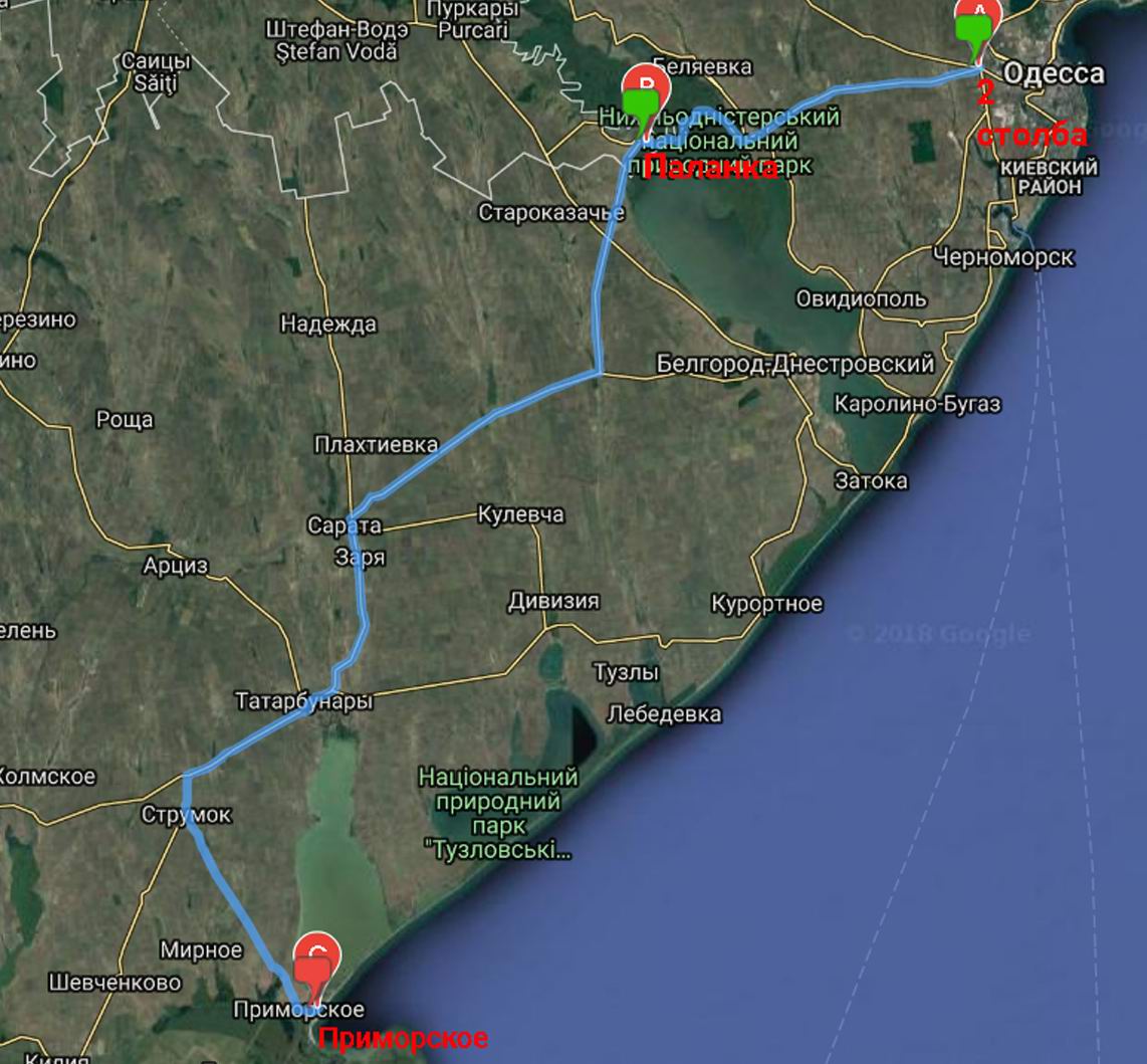 Схема проїзду від Одеси до курорту Приморське